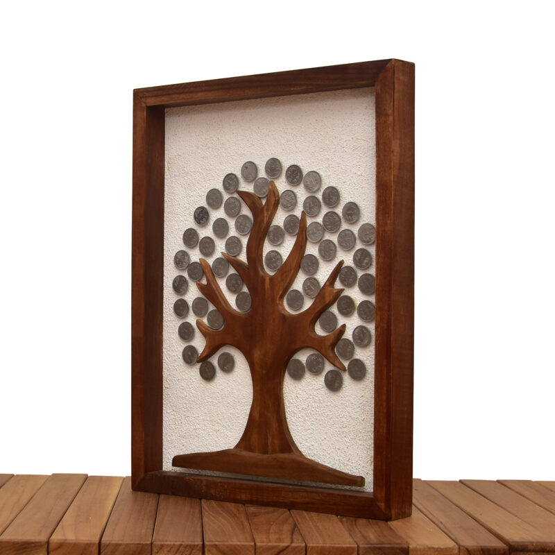 Tree of Fortune teak wood wall art
